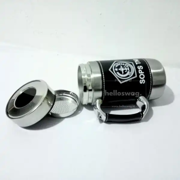 Botol Tumbler Bahan Kulit dan Stainless Steel Berbentuk Mug Dengan Custom Logo Untuk Souvenir 2
