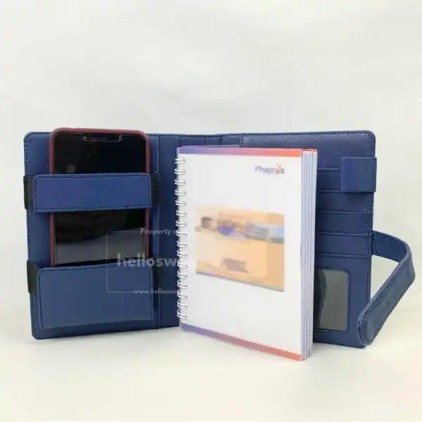 Buku Agenda Berbahan Kulit Dilengkapi Pouch Hp dan Pulpen 1