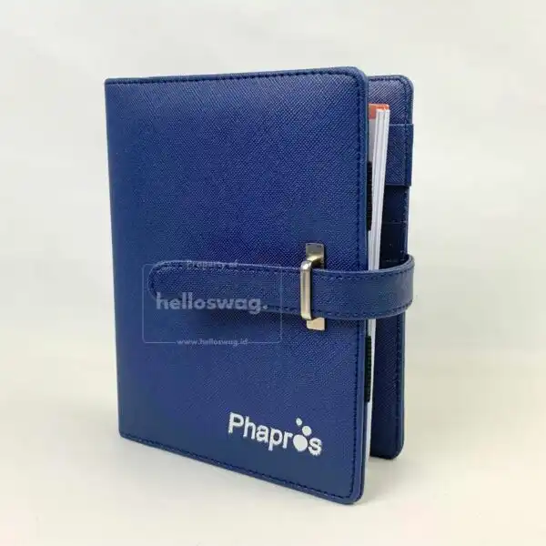 Buku Agenda Berbahan Kulit Dilengkapi Pouch Hp dan Pulpen 6