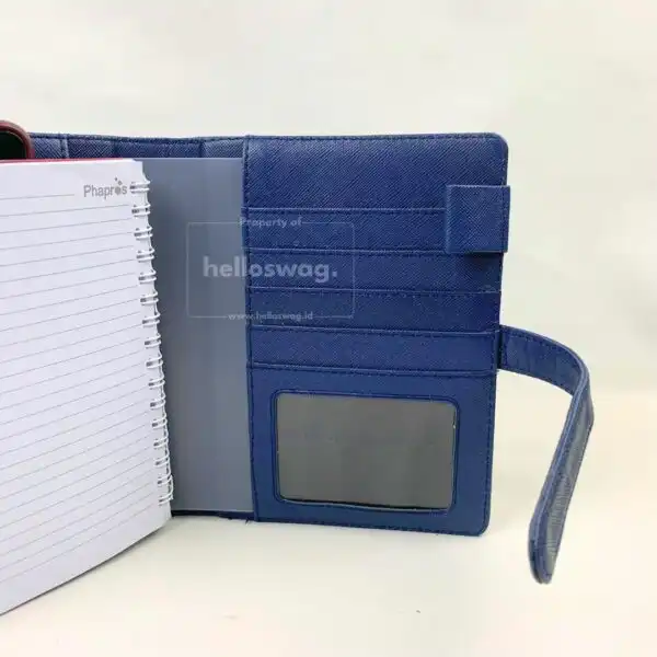 Buku Agenda Berbahan Kulit Dilengkapi Pouch Hp dan Pulpen 8
