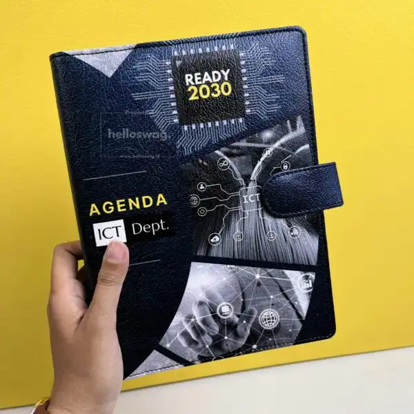 Buku Agenda Berbahan Kulit Model Binder Dengan Desain Grafis Custom (2)
