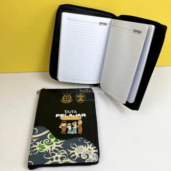 Buku Agenda Kulit Dengan Resleting Motif Batik Custom 7