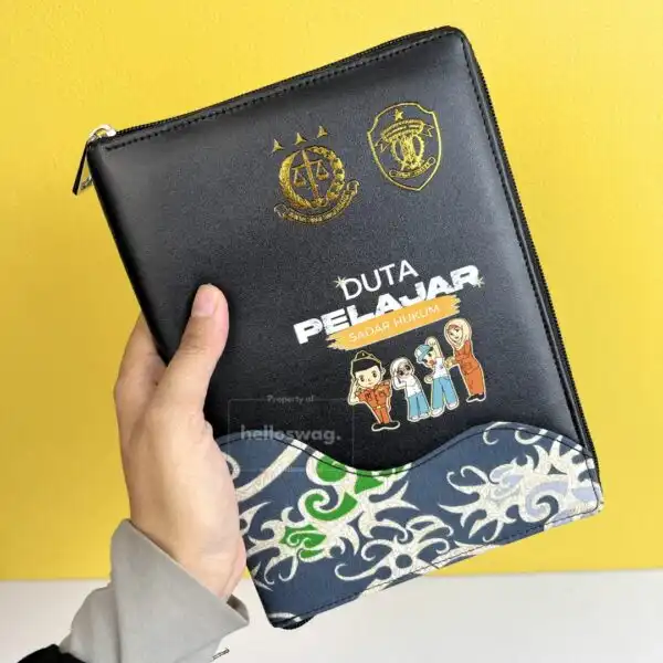 Buku Agenda Kulit Dengan Resleting Motif Batik Custom 8