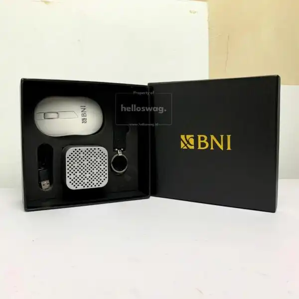 Gift Set 3 Item Berisi Flashdisk Kulit Mouse Wireless dan Speaker Untuk Souvenir Kantor 2