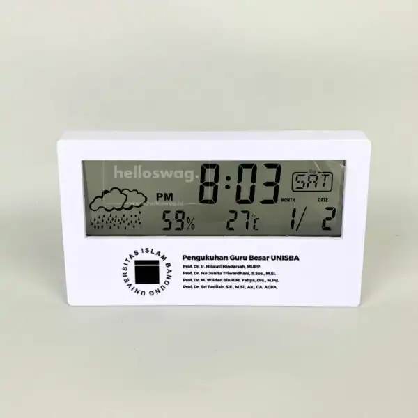 Jam Meja Model Digital Dengan Custom Logo dan Fitur Suhu 2