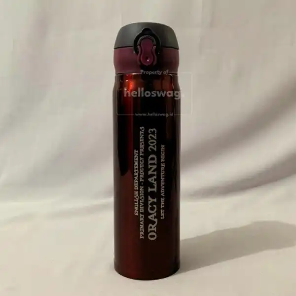 Tumbler Botol Bahan Stainless Steel Metal Model Tutup Flip Dapat Dicustom Logo 3
