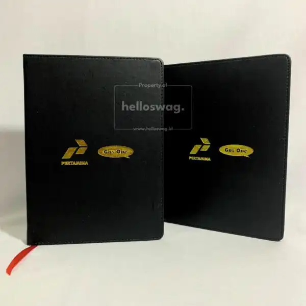 Buku Agenda Berbahan Kulit Dengan Blok Lem Dilengkapi Custom Logo Gold Foil 5
