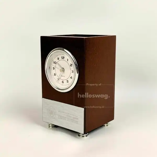 Jam Meja Model Analog Dengan Bahan Kombinasi Kayu dan Plastik Dapat Custom Logo 5