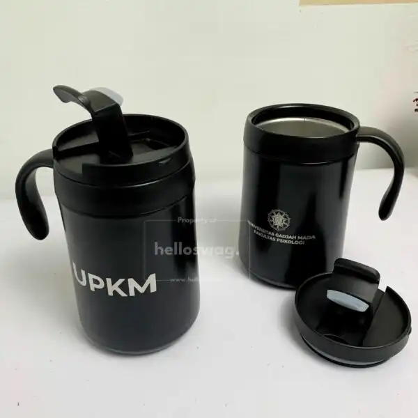 Tumbler Berbentuk Mug Bahan Stainless dan Plastik Dengan Custom Logo Perusahaan 2