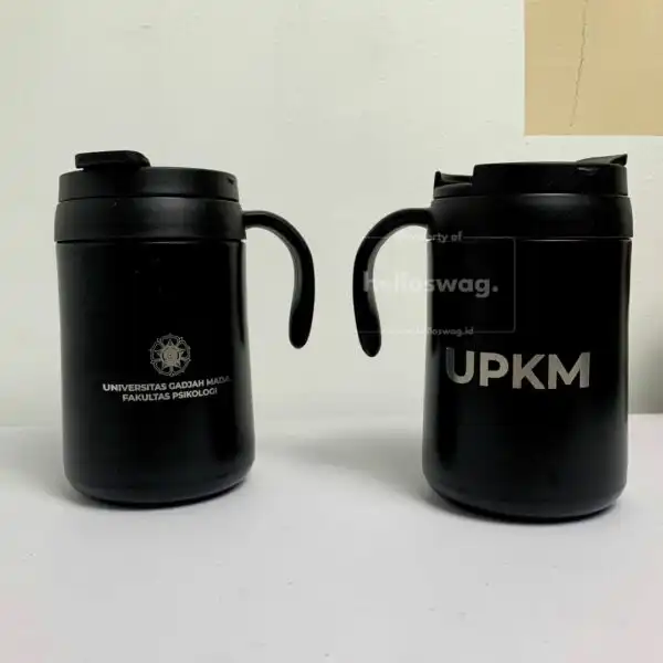 Tumbler Berbentuk Mug Bahan Stainless dan Plastik Dengan Custom Logo Perusahaan 3