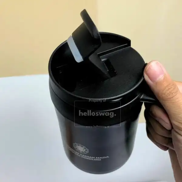 Tumbler Berbentuk Mug Bahan Stainless dan Plastik Dengan Custom Logo Perusahaan 5