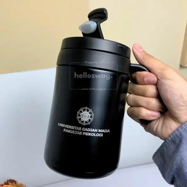 Tumbler Berbentuk Mug Bahan Stainless dan Plastik Dengan Custom Logo Perusahaan 6