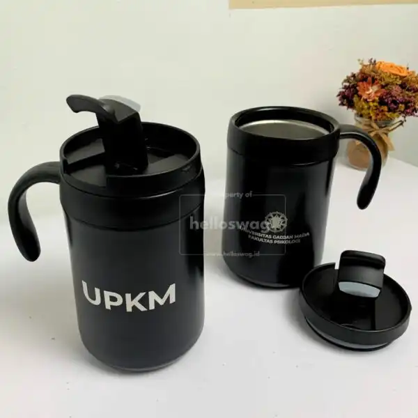 Tumbler Berbentuk Mug Bahan Stainless dan Plastik Dengan Custom Logo Perusahaan 7