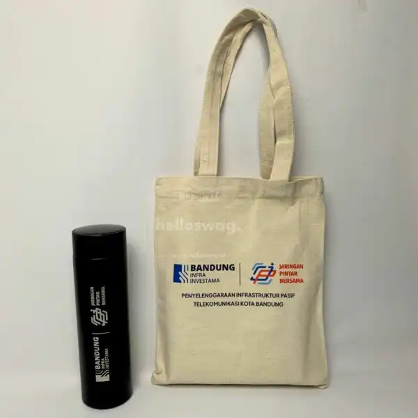 Seminar Kit Untuk Souvenir Berisi Tas Totebag dan Tumbler Stainless Dapat Custom Logo 2