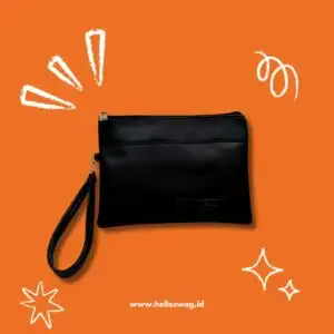 Tas Pouch Wristlet Berbahan Kulit Dengan Custom Logo Icon