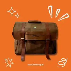 Tas Slingbag Selempang Dengan Bahan Kulit dan Custom Logo Icon