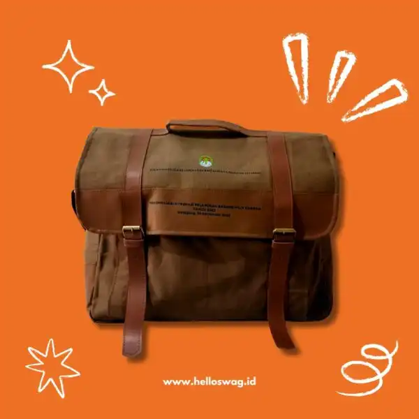 Tas Slingbag Selempang Dengan Bahan Kulit dan Custom Logo Icon