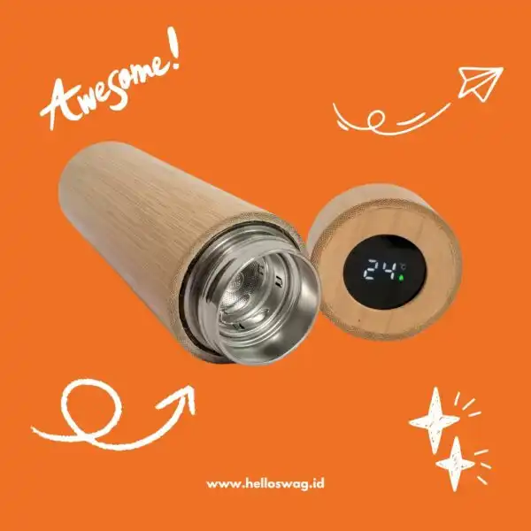Tumbler Motif Kayu Dengan LED Suhu (1)