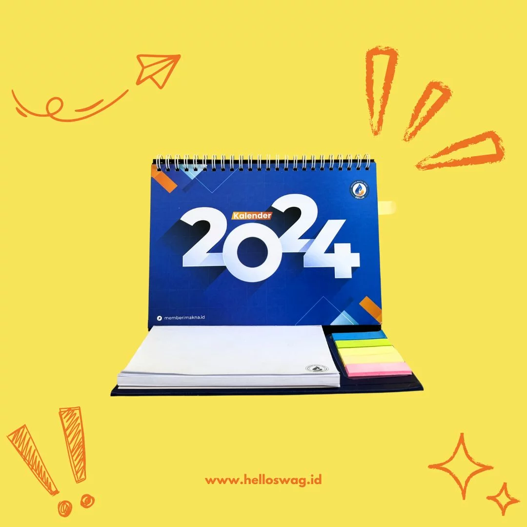 Contoh kalender Meja dengan Sticky Notes custom HelloSWAG