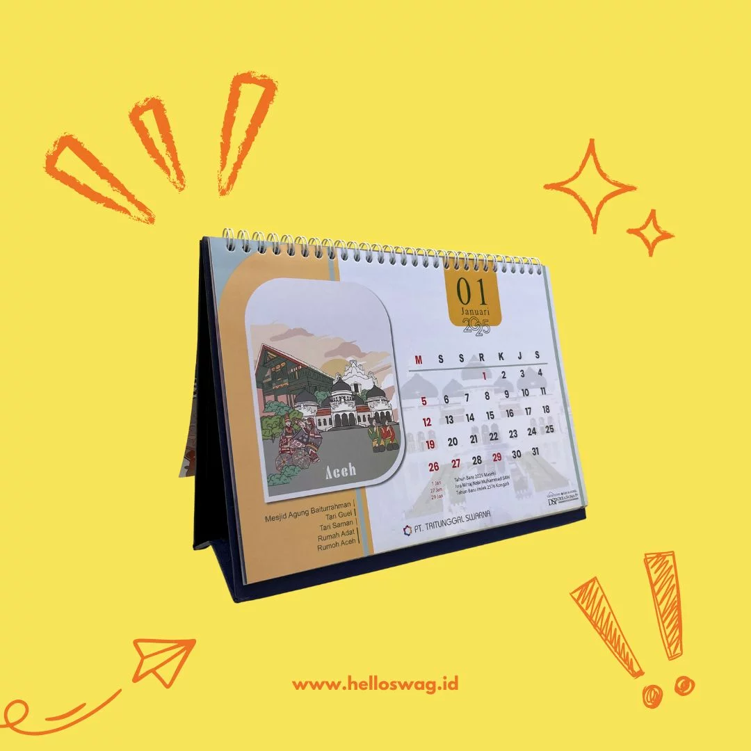 Contoh kalender Meja Landscape custom HelloSWAG